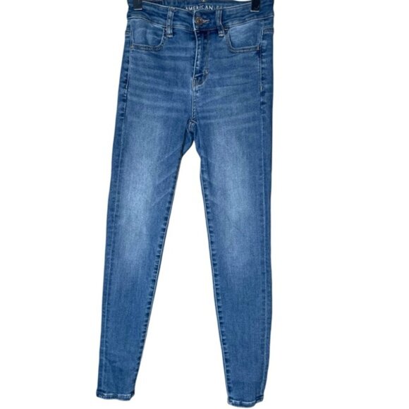 American Eagle 4 Hi Rise Jegging Blue Jean Denim Pants Skinny Next Level Stretch - Picture 3 of 11